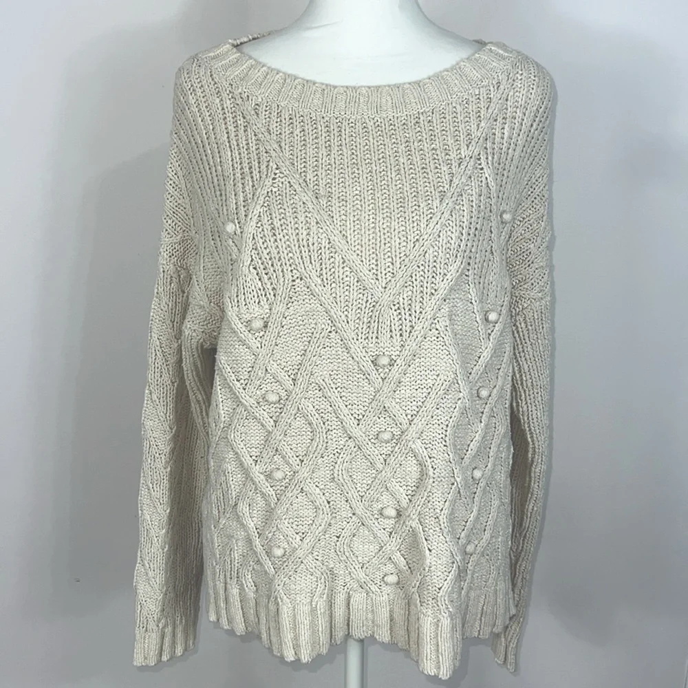 J. Crew cream knit sweater oversized small